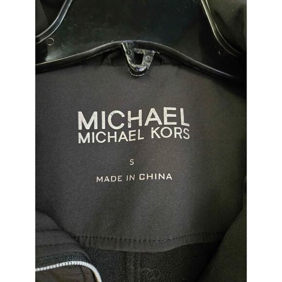 MICHAEL Michael Kors Black Soft Shell Hooded Anorak Quilted Sleeves Coat Size S - Picture 4 of 6